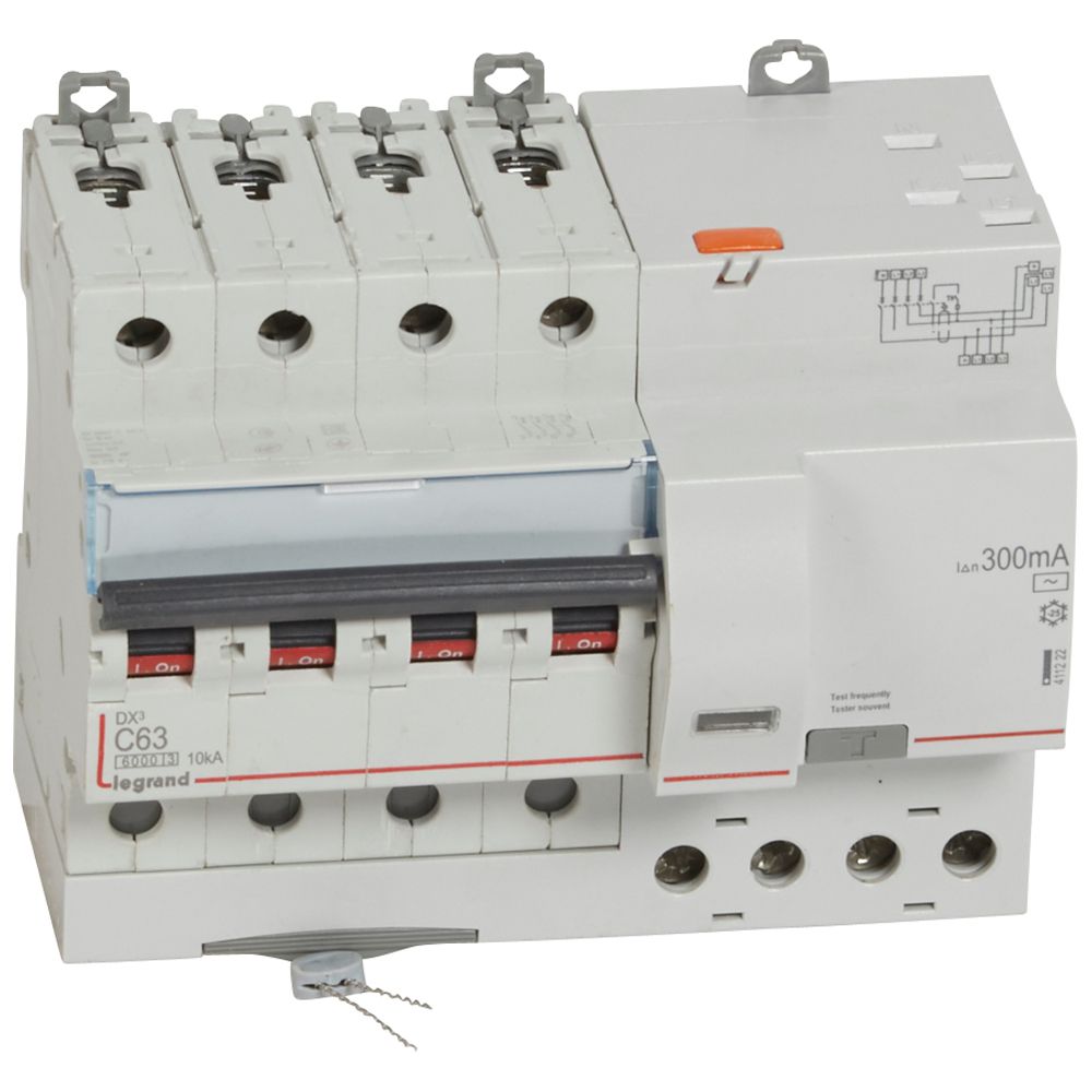 Disjoncteur diff monobloc DX³6000 10kA 4P 400V 63A - typeAC 300mA