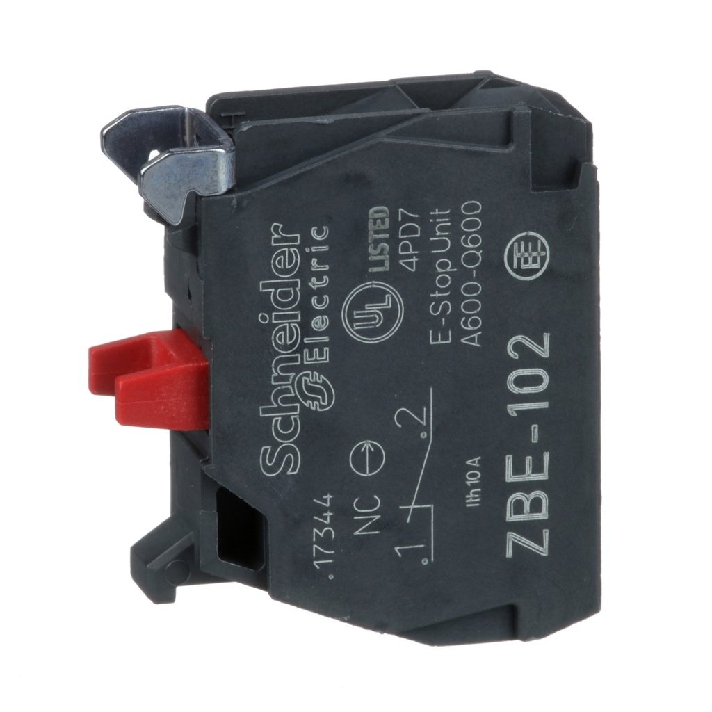 Bouton poussoir 22mm contact auxilliaire NC