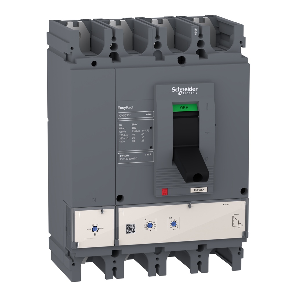 Disjoncteur avec déclencheur 4P3D 630A 36KA