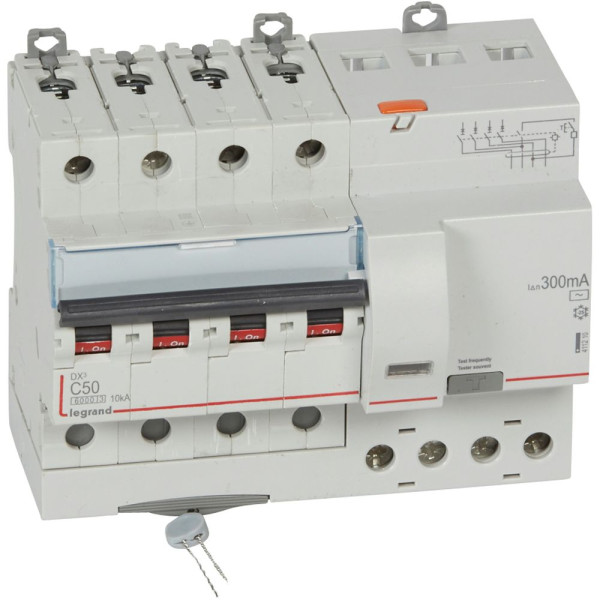 Disjoncteur différentiel monobloc 4P 50A 400V 300mA 10KA
