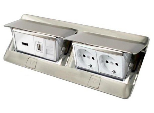 Boîtes au sol pop-up à équiper - 8 modules finition INOX