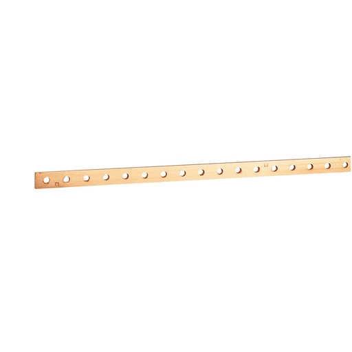 [LEG037418SGL] Barre cuivre plate rigide à trous taraudés section 25x5mm - 330A ou 270A admissibles - longueur 1750mm