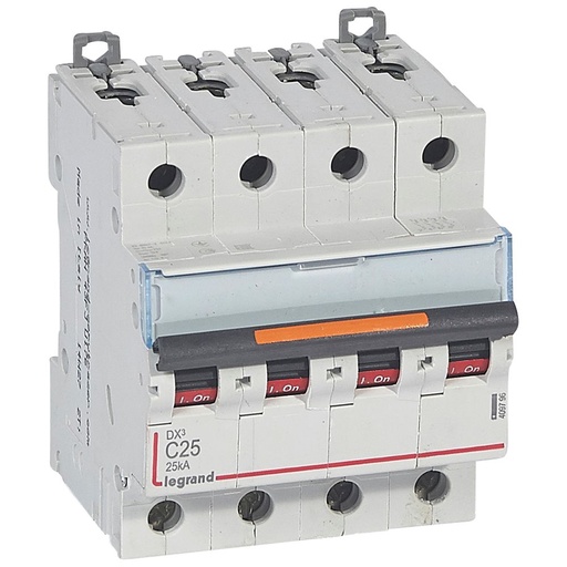 [LEG409796SG] Disjoncteur DX³ 25kA arrivée haute et départ bas à vis 4P 400V~ - 25A - courbe C - 4 modules