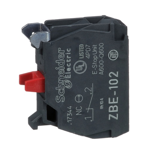 [SCHZBE102] Bouton poussoir 22mm contact auxilliaire NC