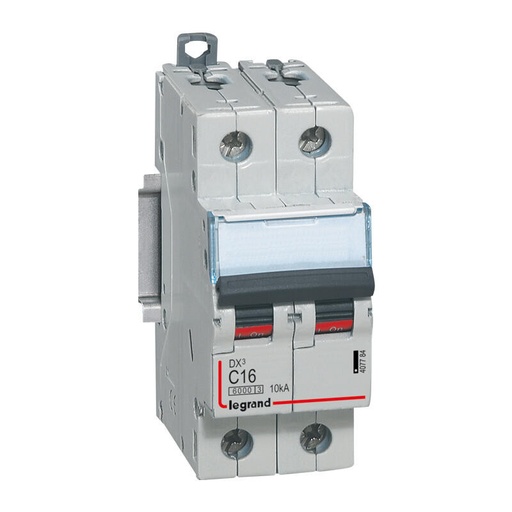 [LEG407784SGL] Disjoncteur DX³6000 10kA arrivée haute et départ bas à vis 2P 230V~ à 400V~ - 16A - courbe C - 2 modules