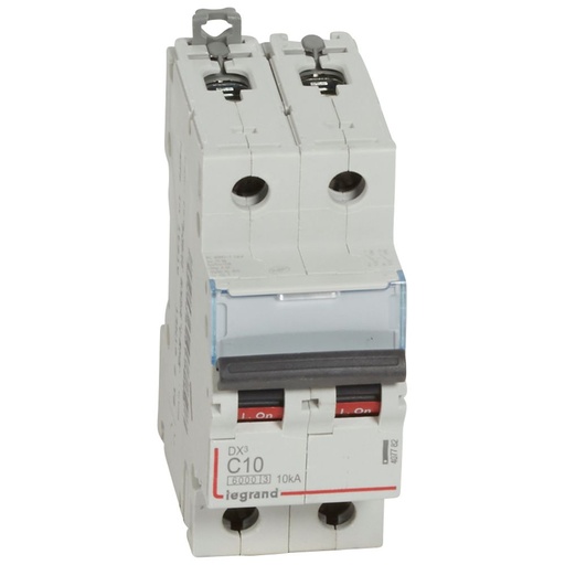 [LEG407782SGL] Disjoncteur DX³6000 10kA arrivée haute et départ bas à vis 2P 230V~ à 400V~ - 10A - courbe C - 2 modules